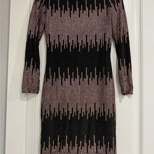 Chic Black and rose gold Long Sleeve Dress